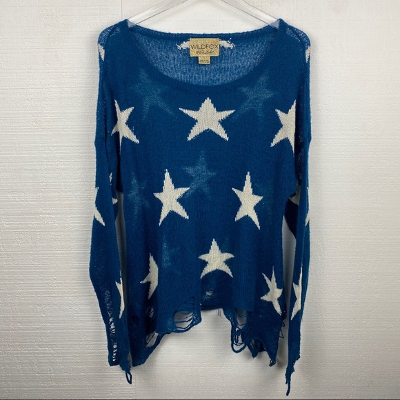 Wildfox Sweaters - Wildfox Seeing Stars Lennon Sweater S Blue White